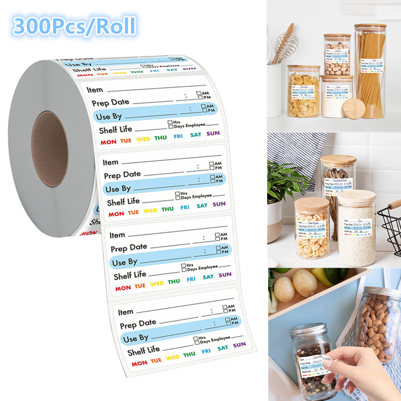 Snacks Food Labels - ●300Pcs/Roll Kitchen Date Food Sticker Label